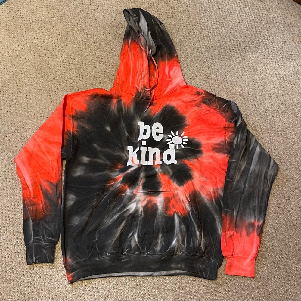 Orange and Black Tie Dye Be Kind Hoodie